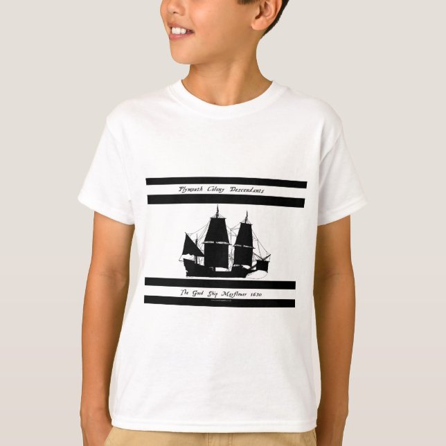 Camiseta 6 descendentes do mayflower (Frente)