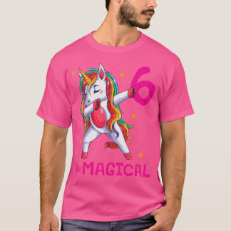Camiseta 6 E Meninas Mágicas 6º Aniversário Unicórnio 6 Ano
