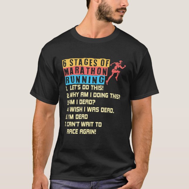 Camiseta 6 Etapas da Corrida de Maratona (Frente)