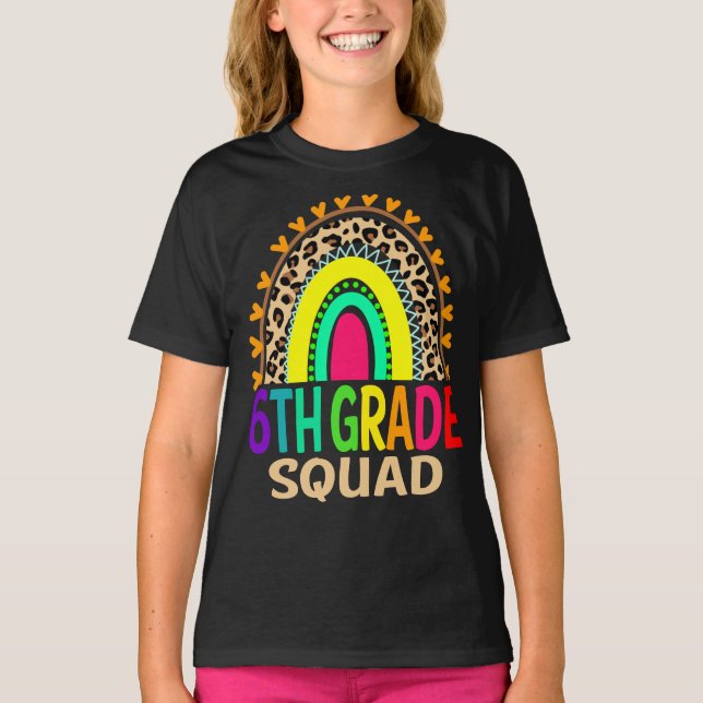 Camiseta 6 Grau Esquadrão Arco-Íris Leopardo De Volta À Esc (Frente)