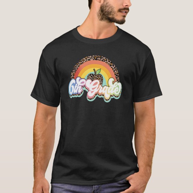 Camiseta 6 Grau Esquadrão Leopardo Arco-Íris De Volta À Esc (Frente)