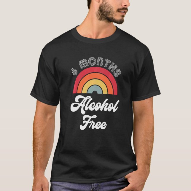Camiseta 6 Meses de Sobriedade Livre de Álcool Sólido F (Frente)