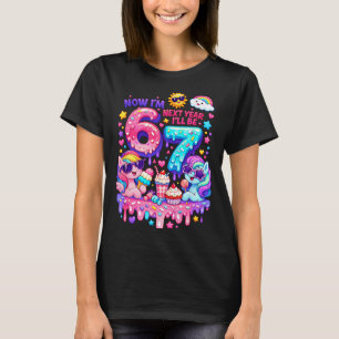 Camiseta 6 no próximo ano serei 7 pônei colorido 67 meme an