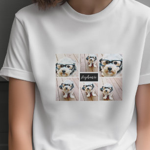 Camiseta 6 Nome de Colagem de Fotos Minimalista - Pode Edit