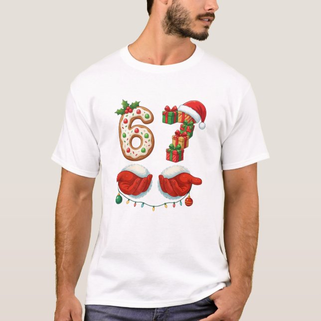 Camiseta “6 Presentes & Mãos de Papai Noel” Biscoito para i (Frente)