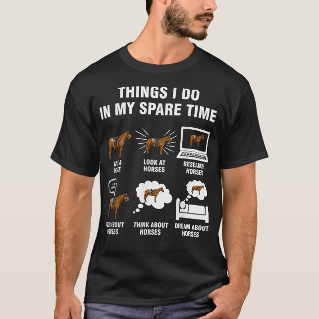 Camiseta 6 Things I Do In My Spare Time  Horse Riding  (Frente)