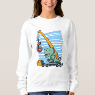 Camiseta 6 years 6th Birthday Mobile Crane Dinosaur