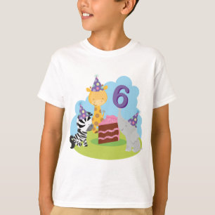Camiseta 6o Safari do animal da selva do aniversário