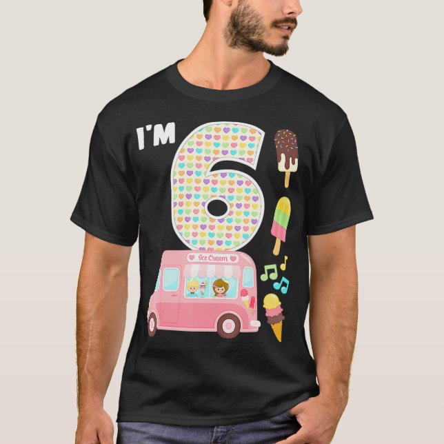 Camiseta 6th Birthday Crew Ice Cream Truck Im 6 Bday Ice Cr (Frente)