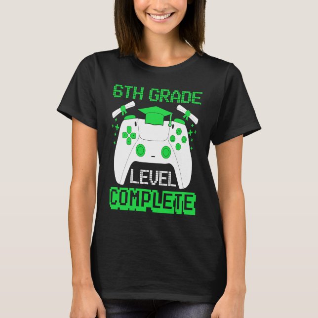 Camiseta 6th Grade Level Complete Gamer 6th Grade Graduatio (Frente)