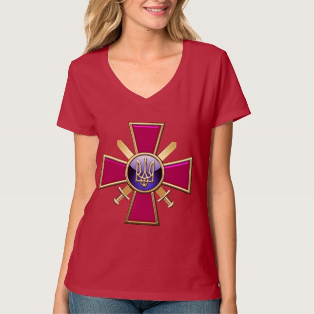 Camiseta [700] Emblema das Forças Terrestres Ucranianas (Frente)