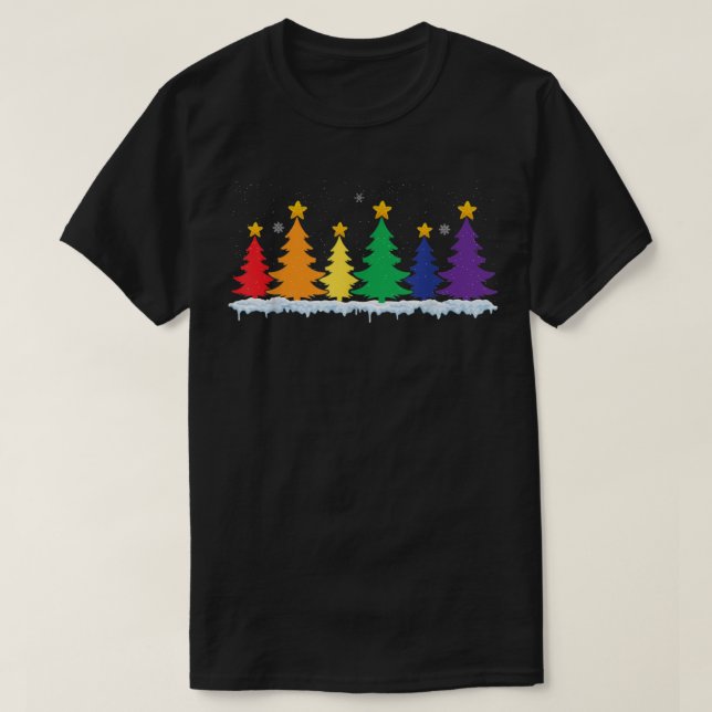 Camiseta 702p LGBT Flag Christmas Tree Merry Xmas Gay LGBT  (Frente do Design)