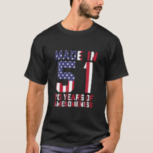 Camiseta 70 Aniversário Dotado Homens Americanos Mulheres d