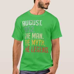 Camiseta 70 Anos Agosto De 1952 Man Myth Legend 70 Birt
