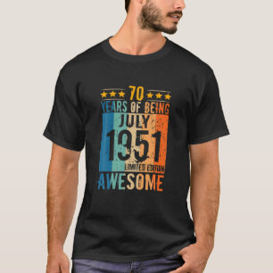 Camiseta 70 Anos De Homens Mulheres Vintage Nascer Julho De