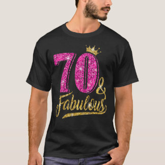 Camiseta 70 Anos De Idade E Fabulosa 70 de Aniversário Rain