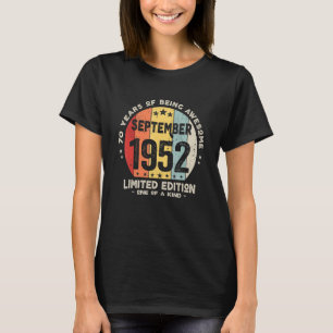 Camiseta 70 Anos De Setembro De 1952 70 Aniversário