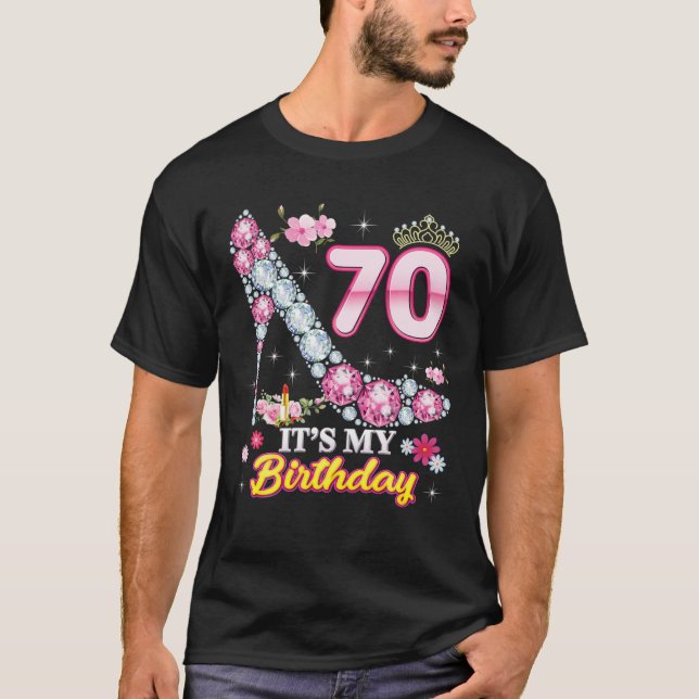 Camiseta 70 anos É o meu aniversário 70 Pink Diamond Sh (Frente)