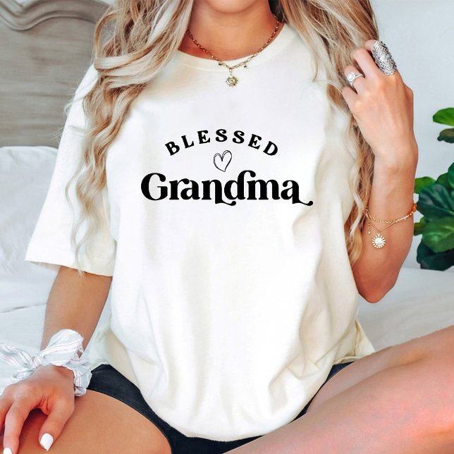 Camiseta 70 anos Retro Groovy abençoado aniversário da vovó (70s Retro Groovy Blessed Grandma & Heart Birthday T-Shirt)