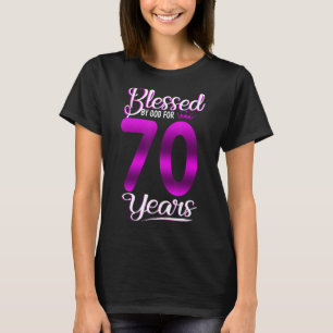 Camiseta 70 Birthday Abençoado por Deus por Cro de 70 Anos