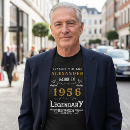 Camiseta 70 Birthday Classic Vintage 1956 Legendary Black