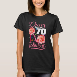 Camiseta 70 Birthday Classy Sassy 70 Fabuloso Porco de Flor