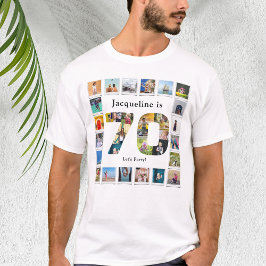 Camiseta 70 Birthday Design da sua própria Colagem de Fotos