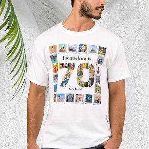 Camiseta 70 Birthday Design da sua própria Colagem de Fotos