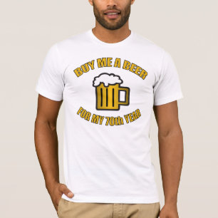 Camiseta 70 Birthday Engraçado Beer