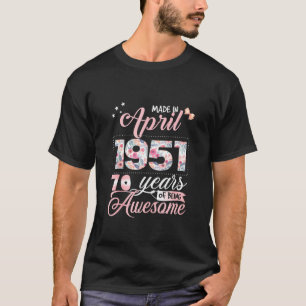 Camiseta 70 Birthday Floral Para Nascer De Mulheres Em Abri