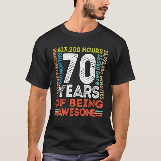Camiseta 70 Birthday Incrível Com 70 Anos de Idade, Retro (Frente)
