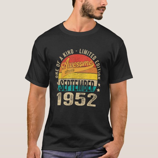 Camiseta 70 Birthday Incrível Desde Setembro De 1952 70 Ye (Frente)