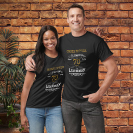 Camiseta 70 Birthday Legendday Black Dourado Retro