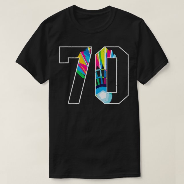 Camiseta 70 Birthday Men Badminton Player Badminton 70 Ye (Frente do Design)