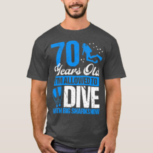 Camiseta 70 Birthday Scuba Merging Scuba Diver 70 Anos