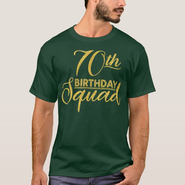 Camiseta 70 Birthday Squad Party Aniversário Bday Amarelo (Frente)