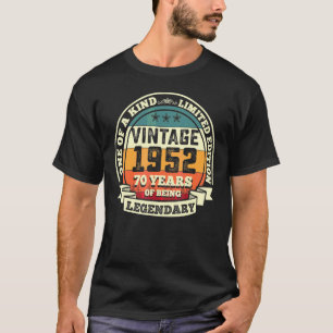 Camiseta 70 Birthday Vintage Legendário 1952 70 Yea