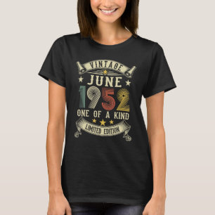 Camiseta 70 de 70 anos Vintage junho 1952 Retro