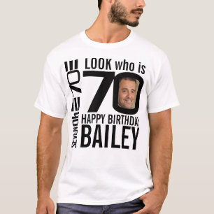 Camiseta 70 de aniversário mono parece 70 foto personaliza