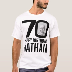 Camiseta 70 de aniversário mono personalizado agora e depo