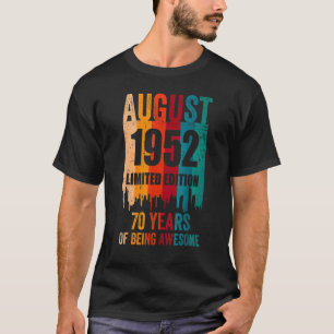Camiseta 70 de Aniversário Vintage Incrível Retro August 19