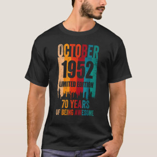 Camiseta 70 de Aniversário Vintage Incrível Retro outubro d