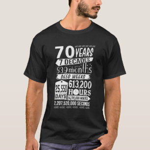 Camiseta 70 engraçado Aniversário de 70 anos