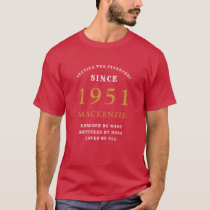Camiseta 70 Personalizado Aniversário de 1951 Pai Vermelho