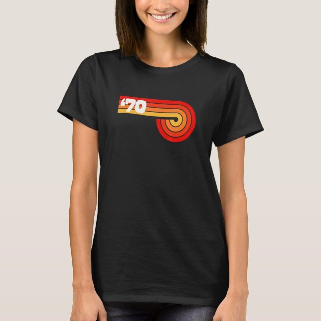 Camiseta 70 Vintage Arco-Íris Sunset Stripes (Frente)