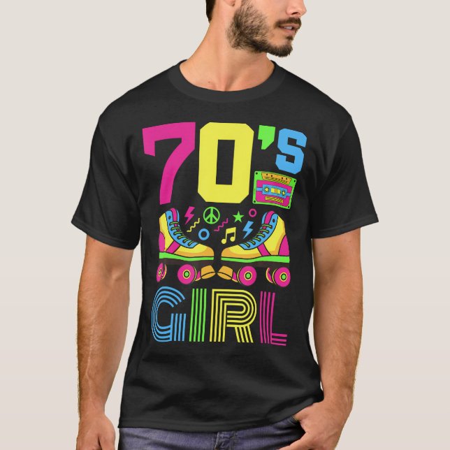 Camiseta 70S Girl 1970S Fashion Theme Party Seventie (Frente)