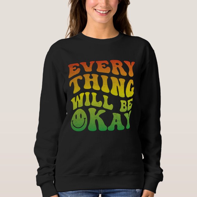 Camiseta 70s Smile Face Retro Groovy Everything Will Be Oka (Frente)