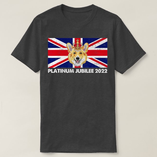 Camiseta 70th Anniversary Platinum Jubilee Cute Corgi  (Frente do Design)