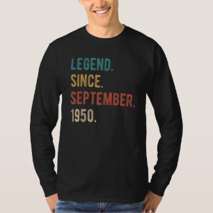 Camiseta 72 anos, 72 anos, lenda de aniversário desde setem
