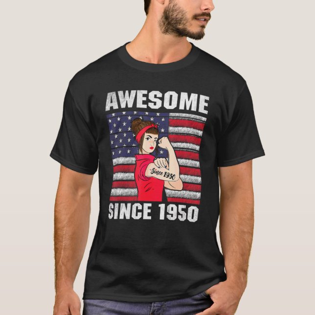 Camiseta 72 anos de idade incrível desde 1950 72º aniversár (Frente)